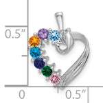 14K White Gold 7 Genuine Stone Family Pendant, 19 x 13mm view