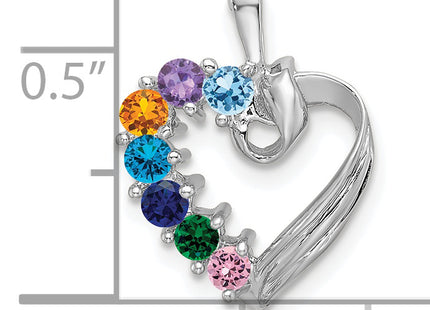 14k White Gold 7 Stone Family Pendant Mounting, 19 x 13mm