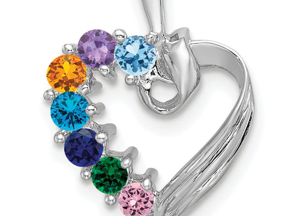 14k White Gold 7 Stone Family Pendant Mounting, 19 x 13mm
