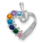 14K White Gold 7 Synthetic Stone Family Pendant, 19 x 13mm view