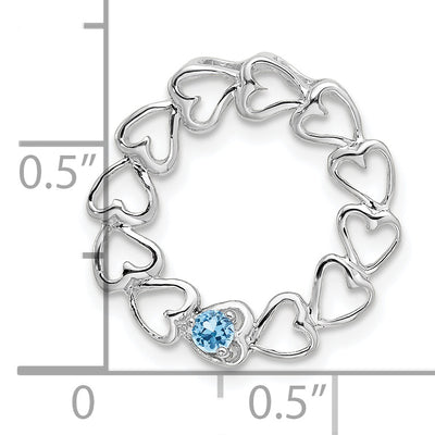 14K White Gold 1 Synthetic Stone Family Pendant, 19 x 19mm