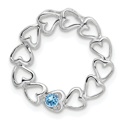 14K White Gold 1 Synthetic Stone Family Pendant, 19 x 19mm