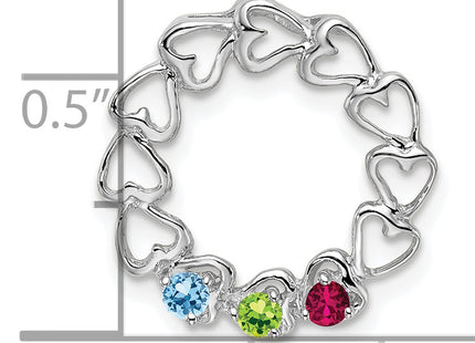14k White Gold 3 Stone Family Pendant Mounting, 19 x 19mm