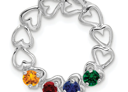 14k White Gold 4 Stone Family Pendant Mounting, 19 x 19mm