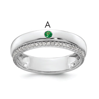 14K WG 1 Birthstone and Diamond Mother's Ring Semi-mount