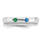 14K WG 2 Birthstone and Diamond Mother's Ring Semi-mount view