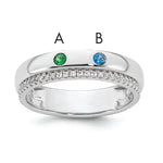 14K WG 2 Birthstone and Diamond Mother's Ring Semi-mount view