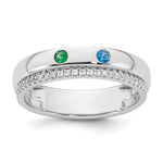 14K WG 2 Birthstone and Diamond Mother's Ring Semi-mount view