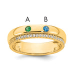 14K 2 Birthstone and Diamond Mother's Ring Semi-mount view