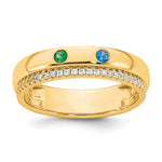 14K 2 Birthstone and Diamond Mother's Ring Semi-mount view