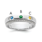 14K WG 3 Birthstone and Diamond Mother's Ring Semi-mount view