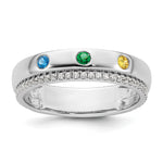 14K WG 3 Birthstone and Diamond Mother's Ring Semi-mount view