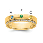 14K 3 Birthstone and Diamond Mother's Ring Semi-mount view