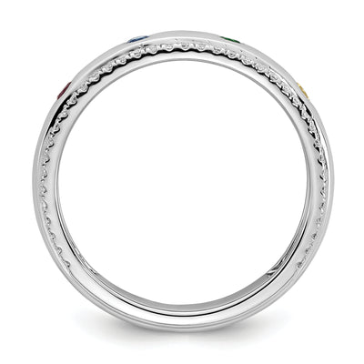 14K WG 4 Birthstone and Diamond Mother's Ring Semi-mount