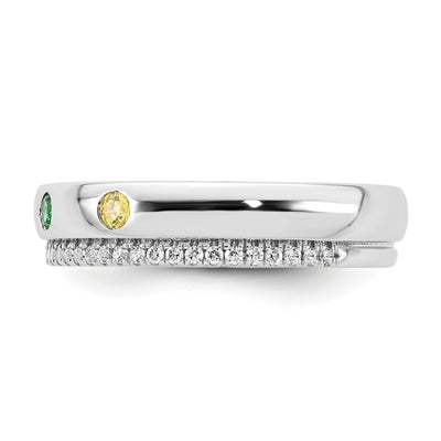 14K WG 4 Birthstone and Diamond Mother's Ring Semi-mount