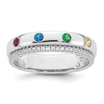 14K WG 4 Birthstone and Diamond Mother's Ring Semi-mount view