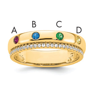 14K 4 Birthstone and Diamond Mother's Ring Semi-mount
