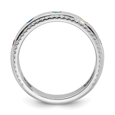 14K WG 5 Birthstone and Diamond Mother's Ring Semi-mount