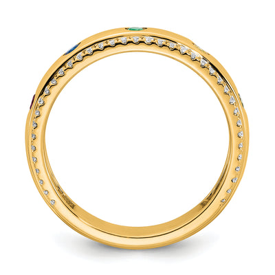 14K 5 Birthstone and Diamond Mother's Ring Semi-mount