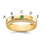 14K 5 Birthstone and Diamond Mother's Ring Semi-mount view
