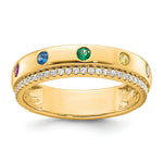 14K 5 Birthstone and Diamond Mother's Ring Semi-mount view