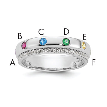 14K WG 6 Birthstone and Diamond Mother's Ring Semi-mount