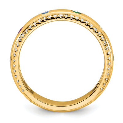 14K 6 Birthstone and Diamond Mother's Ring Semi-mount