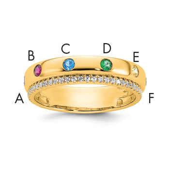 14K 6 Birthstone and Diamond Mother's Ring Semi-mount