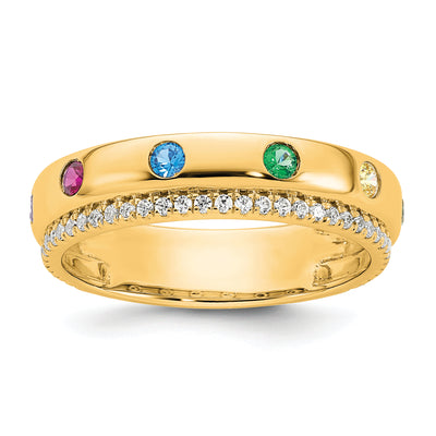 14K 6 Birthstone and Diamond Mother's Ring Semi-mount