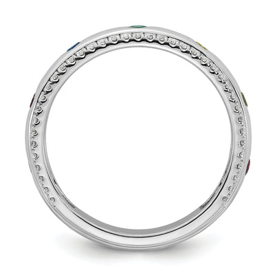 14K WG 7 Birthstone and Diamond Mother's Ring Semi-mount