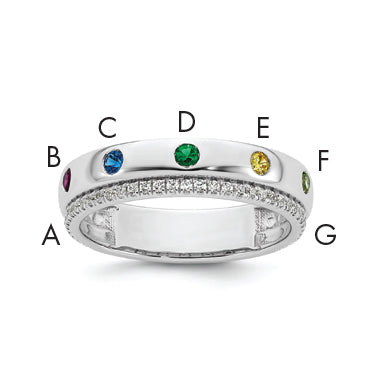 14K WG 7 Birthstone and Diamond Mother's Ring Semi-mount