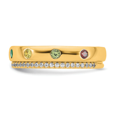 14K 7 Birthstone and Diamond Mother's Ring Semi-mount