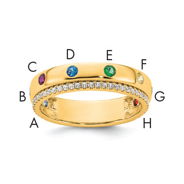 14K 8 Birthstone and Diamond Mother's Ring Semi-mount