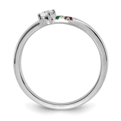 14K WG 2 Birthstone with Diamond with Mother's Ring Semi-mount