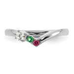 14K WG 2 Birthstone with Diamond with Mother's Ring Semi-mount view