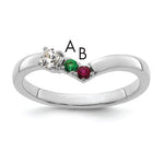 14K WG 2 Birthstone with Diamond with Mother's Ring Semi-mount view