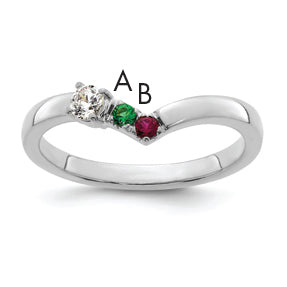 14K WG 2 Birthstone with Diamond with Mother's Ring Semi-mount
