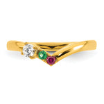 14K 2 Birthstone with Diamond Mother's Ring Semi-mount view
