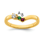 14K 2 Birthstone with Diamond Mother's Ring Semi-mount view