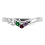 14K WG 3 Birthstone with Diamond with Mother's Ring Semi-mount view