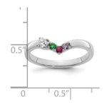 14K WG 3 Birthstone with Diamond with Mother's Ring Semi-mount view