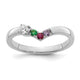 14K WG 3 Birthstone with Diamond with Mother's Ring Semi-mount