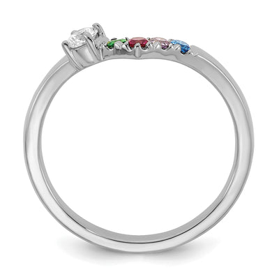 14K WG 4 Birthstone with Diamond with Mother's Ring Semi-mount