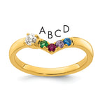 14K 4 Birthstone with Diamond Mother's Ring Semi-mount view