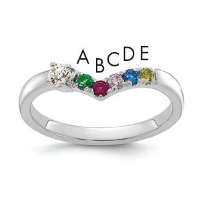 14K WG 5 Birthstone with Diamond with Mother's Ring Semi-mount