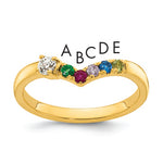 14K 5 Birthstone with Diamond Mother's Ring Semi-mount view