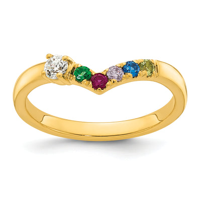 14K 5 Birthstone with Diamond Mother's Ring Semi-mount