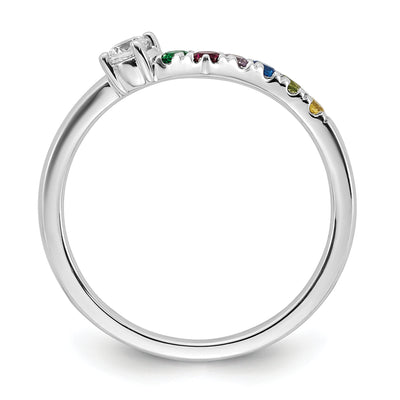 14K WG 6 Birthstone with Diamond with Mother's Ring Semi-mount