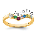 14K 7 Birthstone with Diamond Mother's Ring Semi-mount view