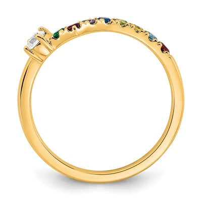 14K 8 Birthstone with Diamond Mother's Ring Semi-mount